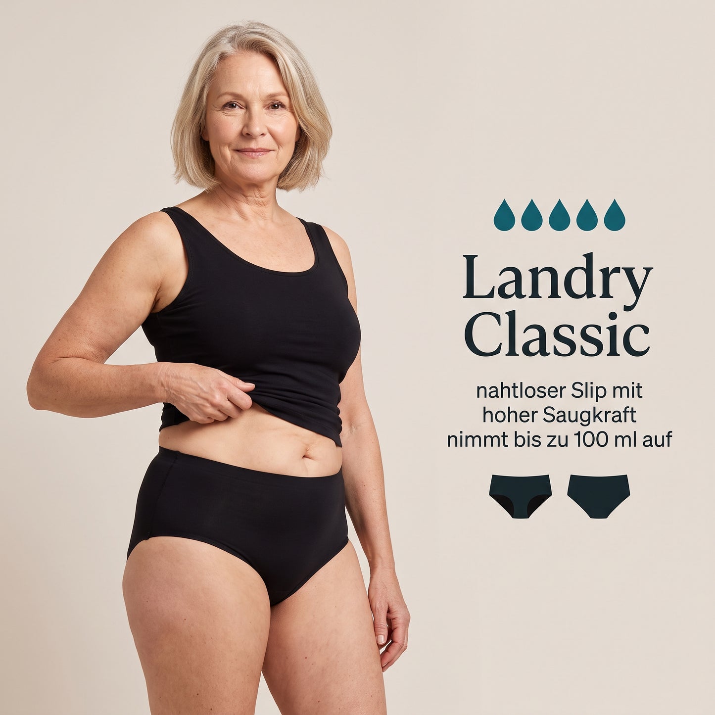 Landry Classic am Körper getragen, nahtloser Slip mit hoher Saugkraft